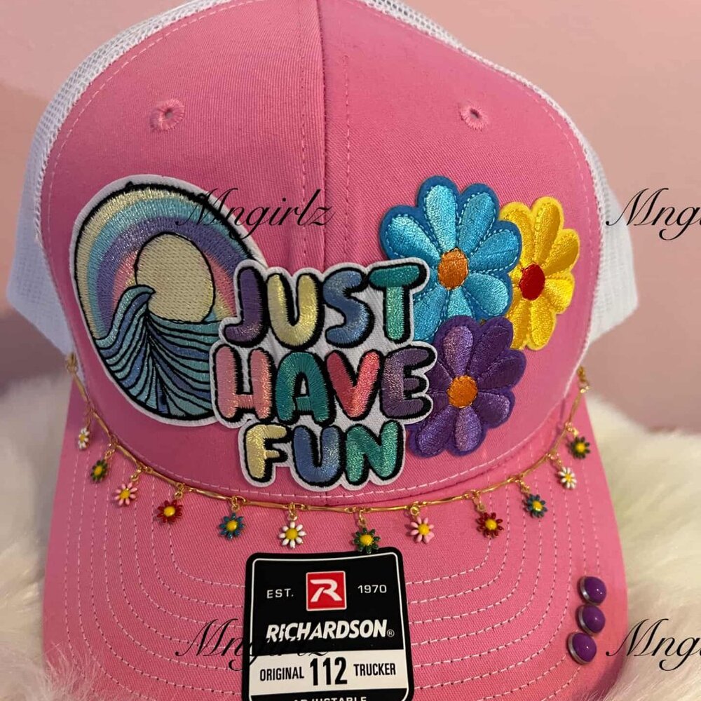Custom Pink and White Truck Hat